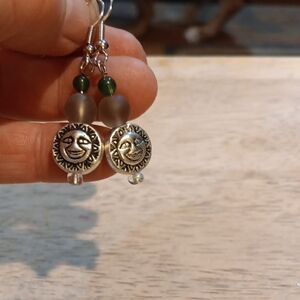 2/$10 Handmade Silver Toned Sun and Moon Earrings